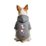 Monopetz Baskılı İçi Polarlı Köpek ve Kedi Kıyafeti & Elbisesi - Gri Renk Kapüşonlu Hoodie B58E6, L