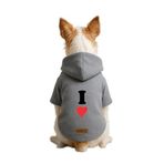 monopetz Baskılı İçi Polarlı Köpek Ve Kedi Kıyafeti & Elbisesi - Gri Renk Kapüşonlu Hoodie B60B1 M