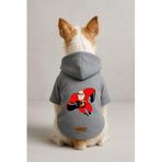 Monopetz Baskılı İçi Polarlı Köpek ve Kedi Kıyafeti & Elbisesi - Gri Renk Kapüşonlu Hoodie B61CE, XS