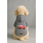 Monopetz Baskılı İçi Polarlı Köpek ve Kedi Kıyafeti & Elbisesi - Gri Renk Kapüşonlu Hoodie B682B, 2XL