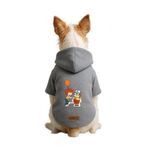 Monopetz Baskılı İçi Polarlı Köpek ve Kedi Kıyafeti & Elbisesi - Gri Renk Kapüşonlu Hoodie B6862, XS
