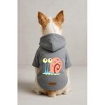Monopetz Baskılı İçi Polarlı Köpek ve Kedi Kıyafeti & Elbisesi - Gri Renk Kapüşonlu Hoodie B6C1B, XS