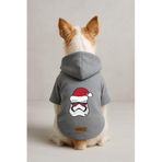 monopetz Baskılı İçi Polarlı Köpek Ve Kedi Kıyafeti & Elbisesi - Gri Renk Kapüşonlu Hoodie B6F11 S