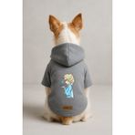 monopetz Baskılı İçi Polarlı Köpek Ve Kedi Kıyafeti & Elbisesi - Gri Renk Kapüşonlu Hoodie B759D L