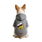 monopetz Baskılı İçi Polarlı Köpek Ve Kedi Kıyafeti & Elbisesi - Gri Renk Kapüşonlu Hoodie B75Ad 2Xl