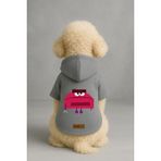 Monopetz Baskılı İçi Polarlı Köpek ve Kedi Kıyafeti & Elbisesi - Gri Renk Kapüşonlu Hoodie B7CCB, XL