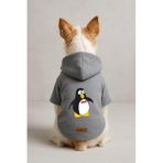 monopetz Baskılı İçi Polarlı Köpek Ve Kedi Kıyafeti & Elbisesi - Gri Renk Kapüşonlu Hoodie B8B3E 3Xl