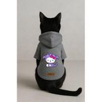 monopetz Baskılı İçi Polarlı Köpek Ve Kedi Kıyafeti & Elbisesi - Gri Renk Kapüşonlu Hoodie B9357 L