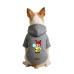 Monopetz Baskılı İçi Polarlı Köpek ve Kedi Kıyafeti & Elbisesi - Gri Renk Kapüşonlu Hoodie B94BB, M
