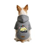 Monopetz Baskılı İçi Polarlı Köpek ve Kedi Kıyafeti & Elbisesi - Gri Renk Kapüşonlu Hoodie B9785, 4XL