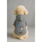 monopetz Baskılı İçi Polarlı Köpek Ve Kedi Kıyafeti & Elbisesi - Gri Renk Kapüşonlu Hoodie B9989 4Xl