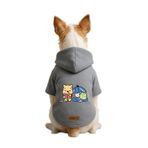 Monopetz Baskılı İçi Polarlı Köpek ve Kedi Kıyafeti & Elbisesi - Gri Renk Kapüşonlu Hoodie B9CAB, 6XL