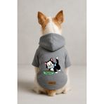 monopetz Baskılı İçi Polarlı Köpek Ve Kedi Kıyafeti & Elbisesi - Gri Renk Kapüşonlu Hoodie B9F16 6Xl