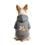 monopetz Baskılı İçi Polarlı Köpek Ve Kedi Kıyafeti & Elbisesi - Gri Renk Kapüşonlu Hoodie Be883 2Xl