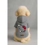 monopetz Baskılı İçi Polarlı Köpek Ve Kedi Kıyafeti & Elbisesi - Gri Renk Kapüşonlu Hoodie Bea80 5Xl