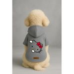 monopetz Baskılı İçi Polarlı Köpek Ve Kedi Kıyafeti & Elbisesi - Gri Renk Kapüşonlu Hoodie Bea80 6Xl