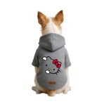 monopetz Baskılı İçi Polarlı Köpek Ve Kedi Kıyafeti & Elbisesi - Gri Renk Kapüşonlu Hoodie Bea80 Xs