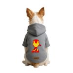 monopetz Baskılı İçi Polarlı Köpek Ve Kedi Kıyafeti & Elbisesi - Gri Renk Kapüşonlu Hoodie Bf779 4Xl