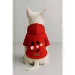 monopetz Baskılı İçi Polarlı Köpek Ve Kedi Kıyafeti & Elbisesi - Kırmızı Renk Kapüşonlu Hoodie B1A80 S