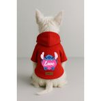 monopetz Baskılı İçi Polarlı Köpek Ve Kedi Kıyafeti & Elbisesi - Kırmızı Renk Kapüşonlu Hoodie B1C8D 5Xl