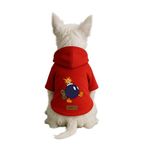 Monopetz Baskılı İçi Polarlı Köpek ve Kedi Kıyafeti & Elbisesi - Kırmızı Renk Kapüşonlu Hoodie B3842, 2XL