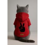 Monopetz Baskılı İçi Polarlı Köpek ve Kedi Kıyafeti & Elbisesi - Kırmızı Renk Kapüşonlu Hoodie B5429, 4XL