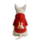 Monopetz Baskılı İçi Polarlı Köpek ve Kedi Kıyafeti & Elbisesi - Kırmızı Renk Kapüşonlu Hoodie B7112, 4XL