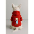 monopetz Baskılı İçi Polarlı Köpek Ve Kedi Kıyafeti & Elbisesi - Kırmızı Renk Kapüşonlu Hoodie B759D S