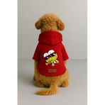 monopetz Baskılı İçi Polarlı Köpek Ve Kedi Kıyafeti & Elbisesi - Kırmızı Renk Kapüşonlu Hoodie B75Ad Xs