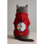 monopetz Baskılı İçi Polarlı Köpek Ve Kedi Kıyafeti & Elbisesi - Kırmızı Renk Kapüşonlu Hoodie Bab02 S
