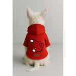 monopetz Baskılı İçi Polarlı Köpek Ve Kedi Kıyafeti & Elbisesi - Kırmızı Renk Kapüşonlu Hoodie Bea80 S