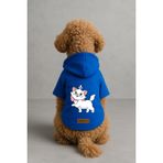 Monopetz Baskılı İçi Polarlı Köpek ve Kedi Kıyafeti & Elbisesi - Mavi Renk Kapüşonlu Hoodie B05F2, XL