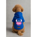 monopetz Baskılı İçi Polarlı Köpek Ve Kedi Kıyafeti & Elbisesi - Mavi Renk Kapüşonlu Hoodie B1C8D 2Xl
