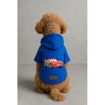 Monopetz Baskılı İçi Polarlı Köpek ve Kedi Kıyafeti & Elbisesi - Mavi Renk Kapüşonlu Hoodie B682B, L