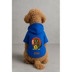 monopetz Baskılı İçi Polarlı Köpek Ve Kedi Kıyafeti & Elbisesi - Mavi Renk Kapüşonlu Hoodie B6Fe4 2Xl