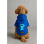 Monopetz Baskılı İçi Polarlı Köpek ve Kedi Kıyafeti & Elbisesi - Mavi Renk Kapüşonlu Hoodie B83D0, L