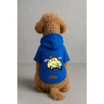 Monopetz Baskılı İçi Polarlı Köpek ve Kedi Kıyafeti & Elbisesi - Mavi Renk Kapüşonlu Hoodie B9785, XL