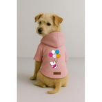 Monopetz Baskılı İçi Polarlı Köpek ve Kedi Kıyafeti & Elbisesi - Pembe Renk Kapüşonlu Hoodie B58E6, S