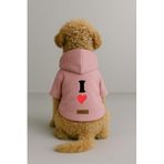 monopetz Baskılı İçi Polarlı Köpek Ve Kedi Kıyafeti & Elbisesi - Pembe Renk Kapüşonlu Hoodie B60B1 M