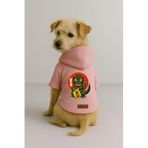 monopetz Baskılı İçi Polarlı Köpek Ve Kedi Kıyafeti & Elbisesi - Pembe Renk Kapüşonlu Hoodie B6Fe4 3Xl