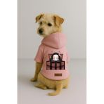 Monopetz Baskılı İçi Polarlı Köpek ve Kedi Kıyafeti & Elbisesi - Pembe Renk Kapüşonlu Hoodie B8C32, XS