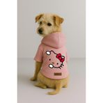 monopetz Baskılı İçi Polarlı Köpek Ve Kedi Kıyafeti & Elbisesi - Pembe Renk Kapüşonlu Hoodie Bea80 M