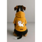 Monopetz Baskılı İçi Polarlı Köpek ve Kedi Kıyafeti & Elbisesi - Sarı Renk Kapüşonlu Hoodie B05F2, 5XL
