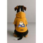 Monopetz Baskılı İçi Polarlı Köpek ve Kedi Kıyafeti & Elbisesi - Sarı Renk Kapüşonlu Hoodie B1331, XL