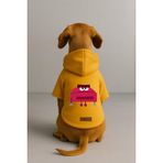 Monopetz Baskılı İçi Polarlı Köpek ve Kedi Kıyafeti & Elbisesi - Sarı Renk Kapüşonlu Hoodie B7CCB, XS