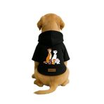 Monopetz Baskılı İçi Polarlı Köpek ve Kedi Kıyafeti & Elbisesi - Siyah Renk Kapüşonlu Hoodie B7112, XL