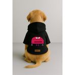 Monopetz Baskılı İçi Polarlı Köpek ve Kedi Kıyafeti & Elbisesi - Siyah Renk Kapüşonlu Hoodie B7CCB, XL