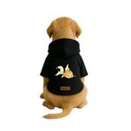 monopetz Baskılı İçi Polarlı Köpek Ve Kedi Kıyafeti & Elbisesi - Siyah Renk Kapüşonlu Hoodie Be883 6Xl