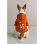Monopetz Baskılı İçi Polarlı Köpek ve Kedi Kıyafeti & Elbisesi - Turuncu Renk Kapüşonlu Hoodie B6862, S