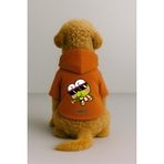 monopetz Baskılı İçi Polarlı Köpek Ve Kedi Kıyafeti & Elbisesi - Turuncu Renk Kapüşonlu Hoodie B75Ad 3Xl